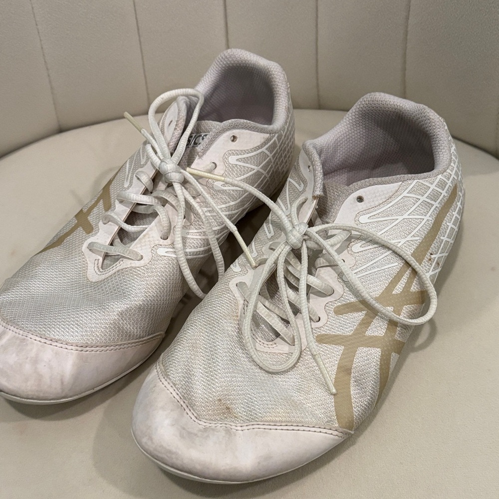 White and Gold ASICS Cheerleading Shoes